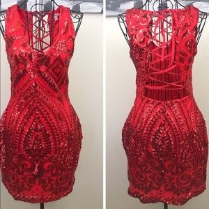 Red sequin dress